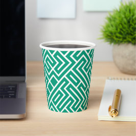 Minimalist Maze Fill Emerald Pattern Pappbecher