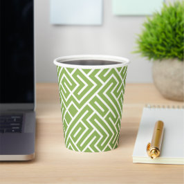 Minimalist Maze Fill Green Pattern Pappbecher