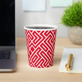 Minimalist Maze Fill Red Pattern Pappbecher