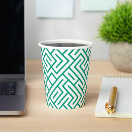 Minimalist Maze Lines Emerald Pattern Pappbecher