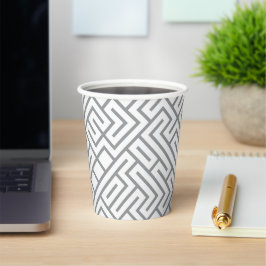 Minimalist Maze Lines Grey Pattern Pappbecher