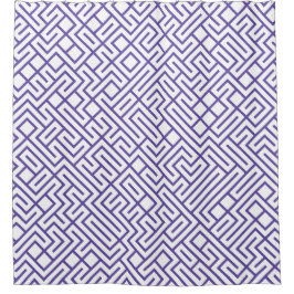 Minimalist Maze Lines Purple Pattern Duschvorhang