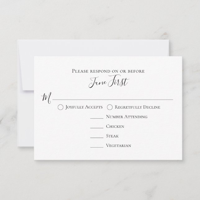 Minimalist Meal Choice Modern Template RSVP Karte (Vorderseite)