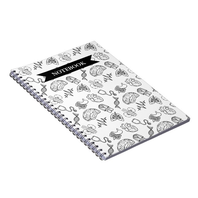 Minimalist Medical Doodles Pattern Spiral Notebook Notizblock (Rechte Seite)