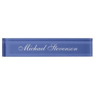 Minimalist Medium Blue Modern Plain Namensplakette