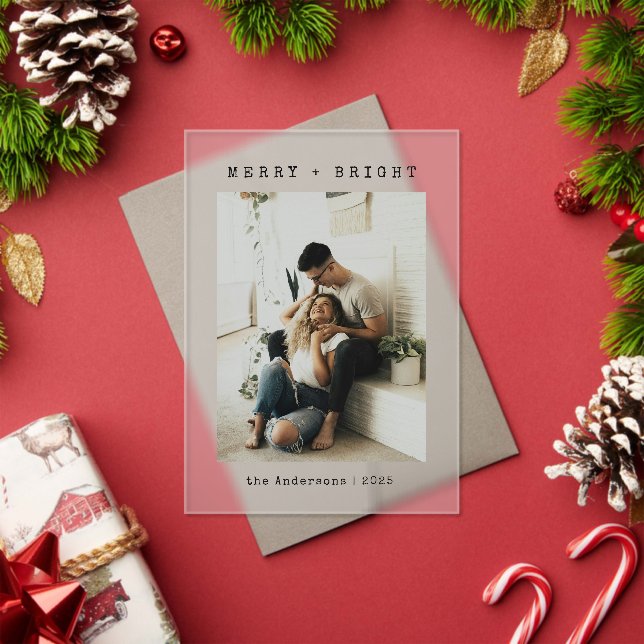 Minimalist Merry & Bright Photo Christmas Card Acryleinladungen (Insitu (Feiertag))