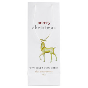 Minimalist Merry Christmas Gold Rentier Geschenktüte Für Weinflaschen