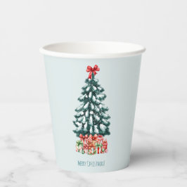 Minimalist Merry Christmas Snowy Pine Tree Pappbecher
