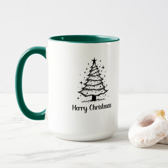 Minimalist Merry Christmas Tree Mug Tasse (Mit Donut)
