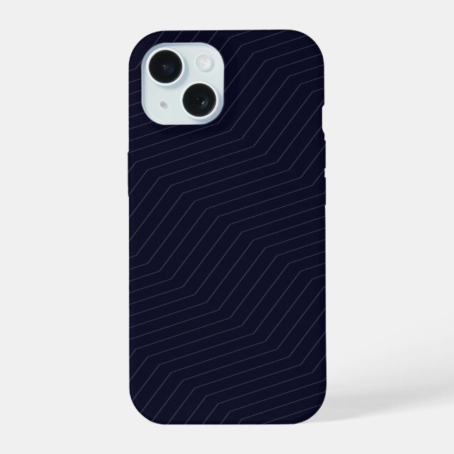 Minimalist Midnight Navy Blue Zig Zag Geometric  iPhone 15 Hülle (Rückseite)