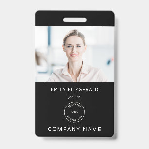 Minimalist Mitarbeiter Foto ID Name Logo Schwarz Ausweis