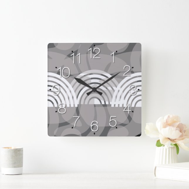Minimalist Mixed Boho Arches Quadratische Wanduhr (Zuhause)
