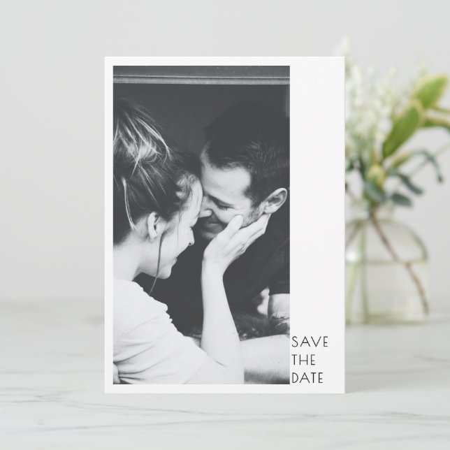 Minimalist Modern 2 Photo Wedding Save The Date (Stehend Vorderseite)