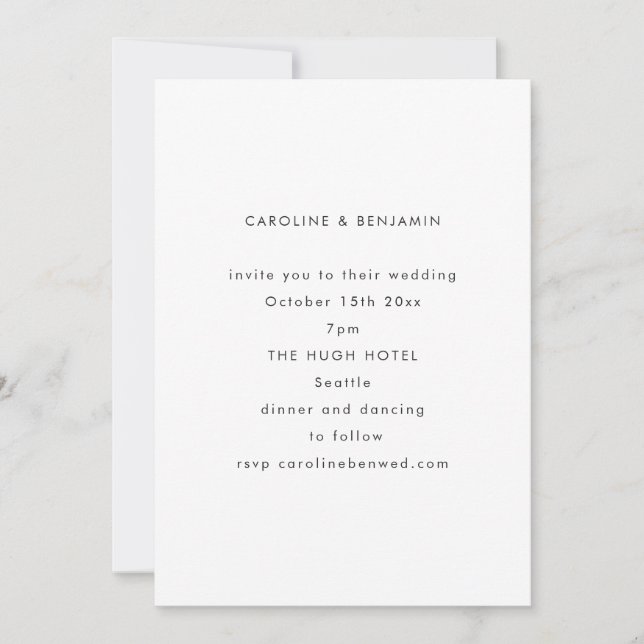 Minimalist Modern Autumn Black White Wedding Einladung (Vorderseite)
