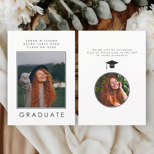 Minimalist Modern B&W Graduation Announcement Card Ankündigung (Von Creator hochgeladen)