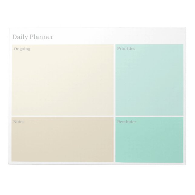 Minimalist, Modern Beige & Aqua Blue Daily Planner Notizblock (Vorderseite)