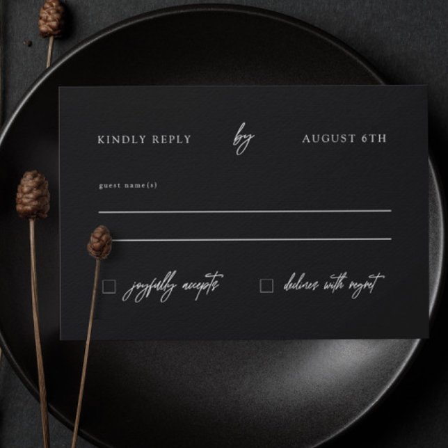 Minimalist Modern Black and White Wedding RSVP Karte (Von Creator hochgeladen)