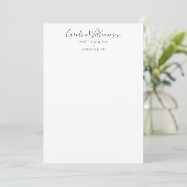 Minimalist Modern Black Script Custom Business Mitteilungskarte (Stehend Vorderseite)