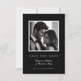 Minimalist Modern Black White Elegant Photo  Save The Date