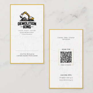 Minimalist Modern Demolition King Business Card Visitenkarte
