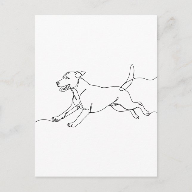 Minimalist Modern Dog Line Art Drawing Postkarte (Vorderseite)