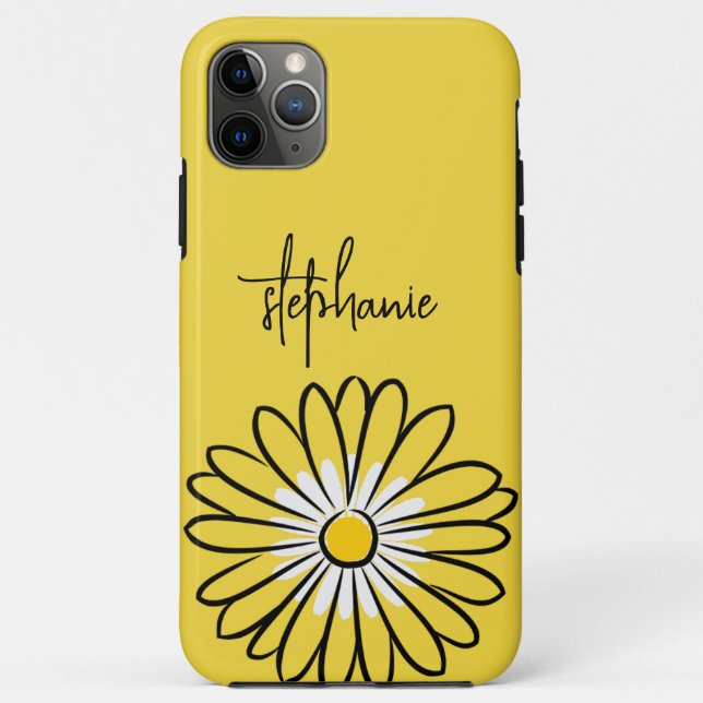 Minimalist Modern Elegant Daisy flower and text Case-Mate iPhone Hülle (Rückseite)
