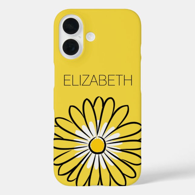 Minimalist Modern Elegant Daisy flower and text Case-Mate iPhone Hülle (Rückseite)