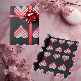 Minimalist Modern Elegant Hearts Romantic Stripes Geschenkpapier