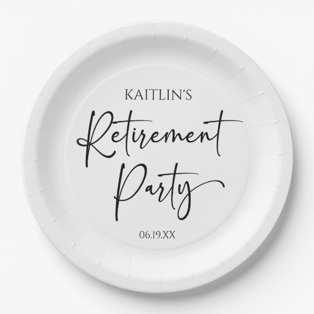 Minimalist Modern Elegant Retirement Party Pappteller (Vorderseite)