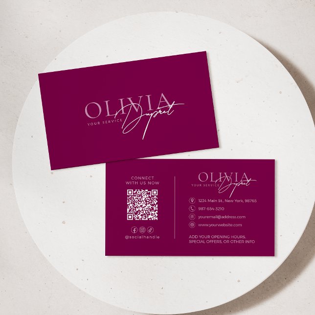 Minimalist Modern Elegant Vibrant Berry Red Visitenkarte (Von Creator hochgeladen)
