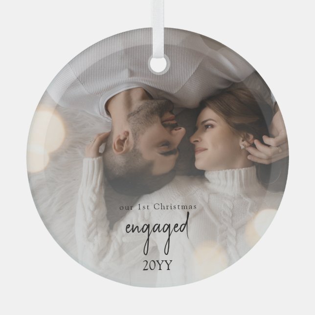 Minimalist modern engaged Photo Ornament (Vorderseite)
