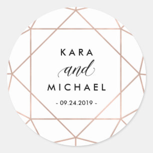 Minimalist Modern Geometric Diamond Wedding Runder Aufkleber