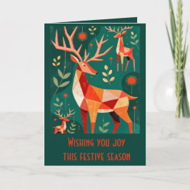 Minimalist Modern Geometric Kitschy Woodland Deer Karte