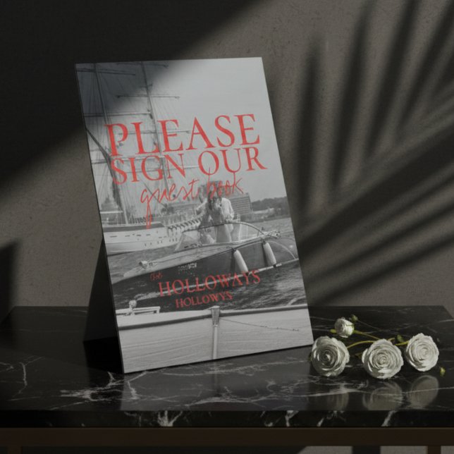 Minimalist Modern Handwritten Guest Book Sign Sockelschild (Invite your guests to share their love and well wishes with this Modern Guestbook Sign!)