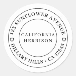 Minimalist Modern Heart Border Design Runder Aufkleber