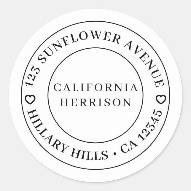 Minimalist Modern Heart Border Design Runder Aufkleber (Vorderseite)