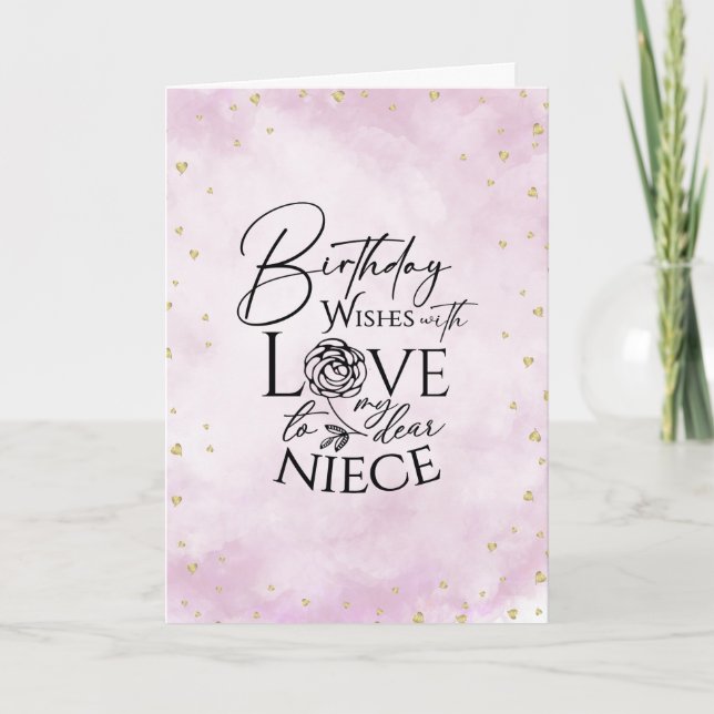 Minimalist Modern Photo Birthday Niece Karte (Vorderseite)