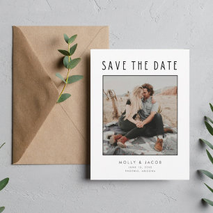 Minimalist Modern Photo Save the Date Wedding Ankündigungspostkarte