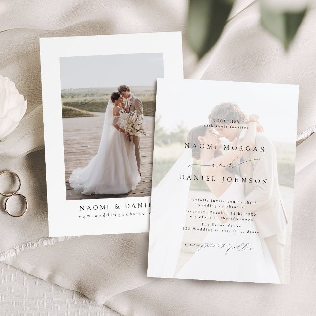 Minimalist Modern Script Elegant Photo Wedding Einladung (Minimalist Modern Script Elegant Photo Wedding Invitation)