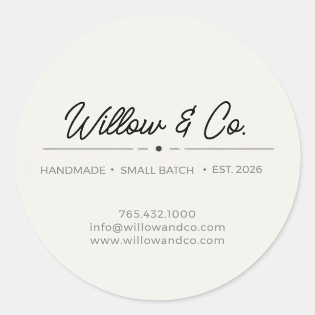 Minimalist Modern Script Small Business Sticker (Vorderseite)