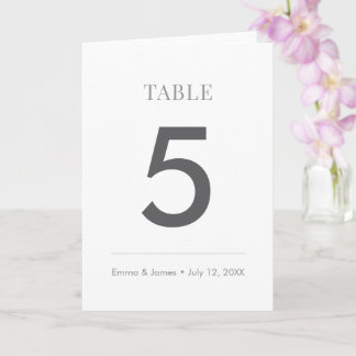 Minimalist Modern Wedding Table Number Card Folded Karte