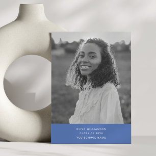 Minimalist Moderne Einfache Blaue Foto-Abschlussfe Ankündigung