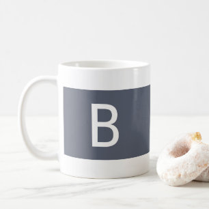 Minimalist moderner blauer und weißer Monogramm-Ba Kaffeetasse