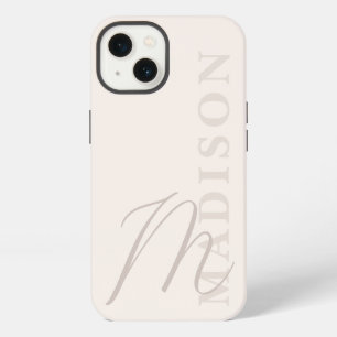 Minimalist modernes beiges Anfangsmonogramm iPhone 13 Hülle