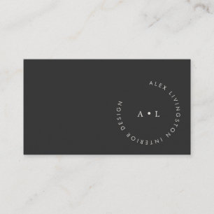 Minimalist modernes Schwarz-Weiß-Kreis-Monogramm Visitenkarte