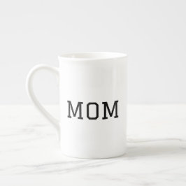 Minimalist "MOM" Black Typography Plain White Prozellantasse