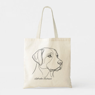 Minimalist Monochrome Labrador Retriever Line Art Tragetasche