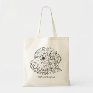 Minimalist Monochrome Lagotto Romagnolo Line Art Tragetasche