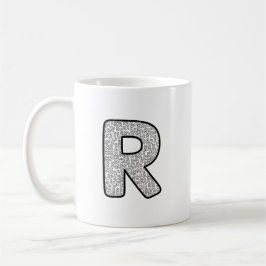 Minimalist Monochrome Letter R Art Mug Kaffeetasse