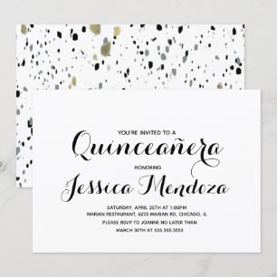 Minimalist Monochromes Gold Quinceañera Sweet 15 Einladung